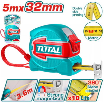 TOTAL ΕΠΑΓΓ. ΜΕΤΡΟΤΑΙΝΙΑ 5m X 32mm ΜΕΤΡΙΚΟ (TMT80532M)