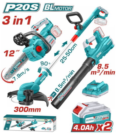 TOTAL ΕΠΑΓΓ. ΣΕΤ ΑΛΥΣΟΠΡΙΟΝΟ + ΘΑΜΝΟΚΟΠΤΙΚΟ + ΦΥΣΗΤΗΡΑΣ ΜΠΑΤ. Li-ion 20V (TOSLI241189E)