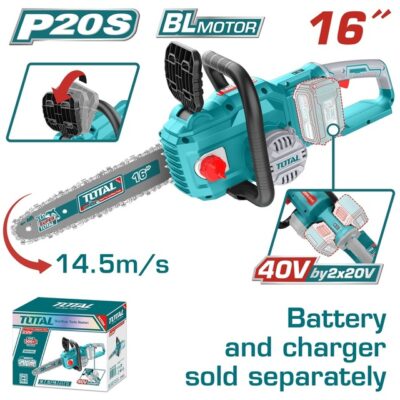 TOTAL ΕΠΑΓΓ. ΑΛΥΣΟΠΡΙΟΝΟ 16" / 40cm ΜΠΑΤ. Li-ion 2X20V ΧΩΡΙΣ ΜΠΑΤΑΡΙΑ & ΦΟΡΤΙΣΤΗ (TGSLI40168)