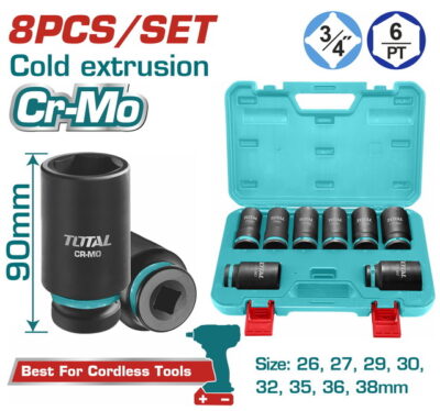 TOTAL ΕΠΑΓΓ. ΣΕΤ ΚΑΡΥΔΑΚΙΑ ΑΕΡΟΣ ΜΑΥΡΑ ΜΑΚΡΙΑ ΕΞΑΓΩΝΑ 3/4" 8 ΤΕΜ (THKISD34082L)