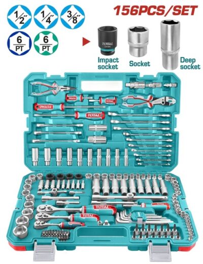 TOTAL ΕΠΑΓΓ. ΚΑΣΕΤΙΝΑ ΚΑΡΥΔΑΚΙΑ 1/4"-3/8"-1/2" & ΕΡΓΑΛΕΙΑ ΧΕΙΡΟΣ 156ΤΕΜ (THKTHP21566)