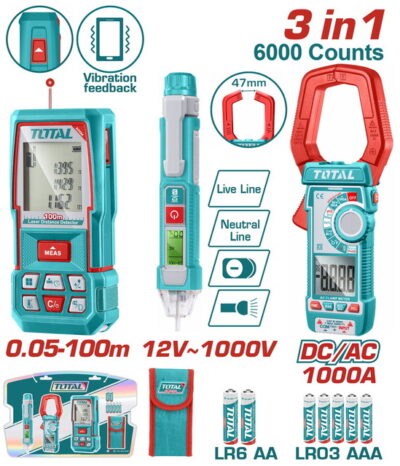 TOTAL ΕΠΑΓΓ. ΣΕΤ ΜΕΤΡΗΤΗΣ ΑΠΟΣΤ LASER 100m + ΔΟΚΙΜ. ΚΑΤΣΑΒΙΔΙ ΨΗΦΙΑΚΟ + ΑΜΠΕΡΟΤΣΙΜΠΙΔΑ (TLDD241202)