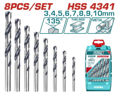 TOTAL ΕΠΑΓΓ. ΣΕΤ ΤΡΥΠΑΝΙΑ HSS DIN4341 8ΤΕΜ (TACSD0085)