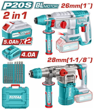 TOTAL ΕΠΑΓΓ. ΣΕΤ ΠΝΕΥΜΑΤΙΚΑ ΠΙΣΤΟΛΕΤΑ 2τεμ ΜΠΑΤ. Li-ion 20V / 5Ah / 2 ΜΠΑΤ. BL Motor (TOSLI250462E)