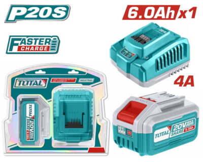 TOTAL ΕΠΑΓΓ. ΣΕΤ 1τεμ ΜΠΑΤ. TFBLI2060 Li-ion 20V/6Ah + 1τεμ ΤΑΧΥΦΟΡΤΙΣΤΗΣ TFCLI20411E (TFBCPK1416E)