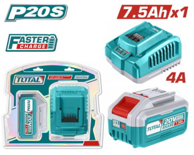 TOTAL ΕΠΑΓΓ. ΣΕΤ 1τεμ ΜΠΑΤ TFBLI2075 Li-ion 20V/7.5Ah + 1τεμ ΤΑΧΥΦΟΡΤΙΣΤΗΣ TFCLI20411E (TFBCPK1417E)