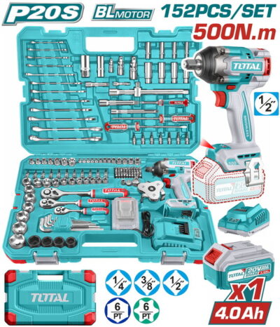 TOTAL ΕΠΑΓΓ. ΣΕΤ ΜΠΟΥΛΟΝΟΚΛΕΙΔΟ ΜΠΑΤ. Li-ion 20V / 500Nm / 4Ah / 1 ΜΠΑΤ 152ΤΕΜ (THKTHP31522)